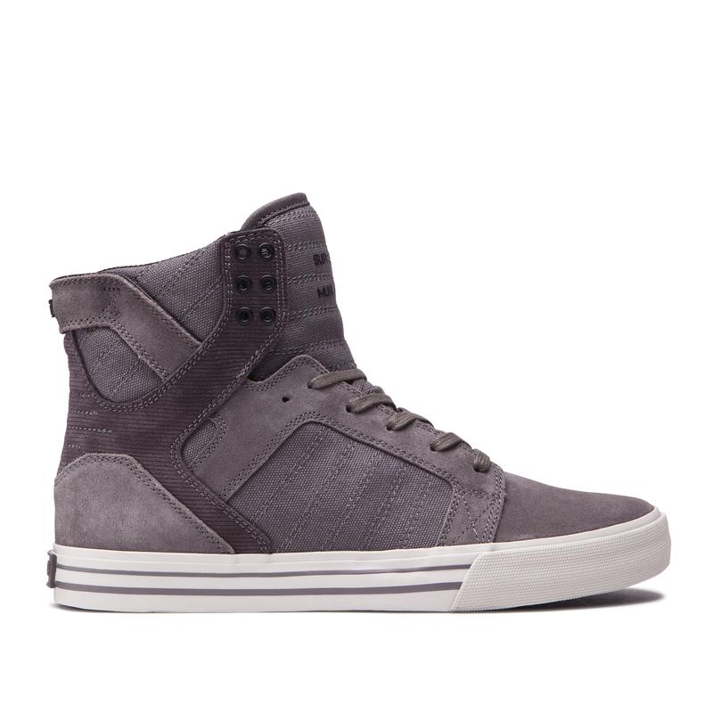 Buty Supra SKYTOP - Sneakersy Wysokie Damskie - Ciemny Szare (ILEM-58394)